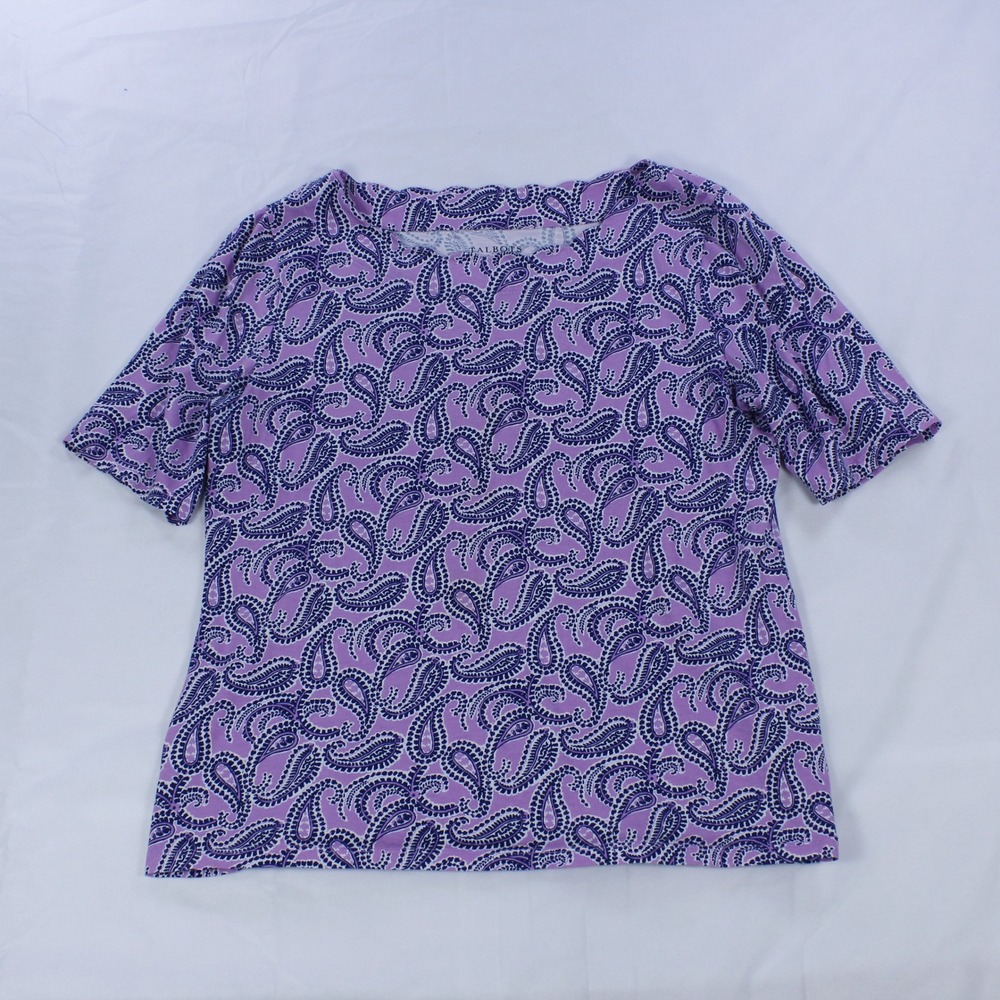 Talbots Women's Pima Cotton T-Shirt - Lilac & Purple Paisley - Size M